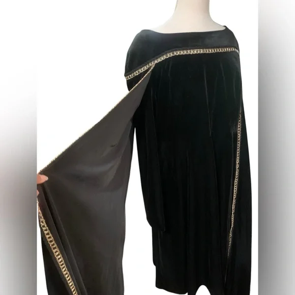 Vintage 90’s Donna Vina Couture black velvet boatneck midi dress size 16 - Picture 3 of 9